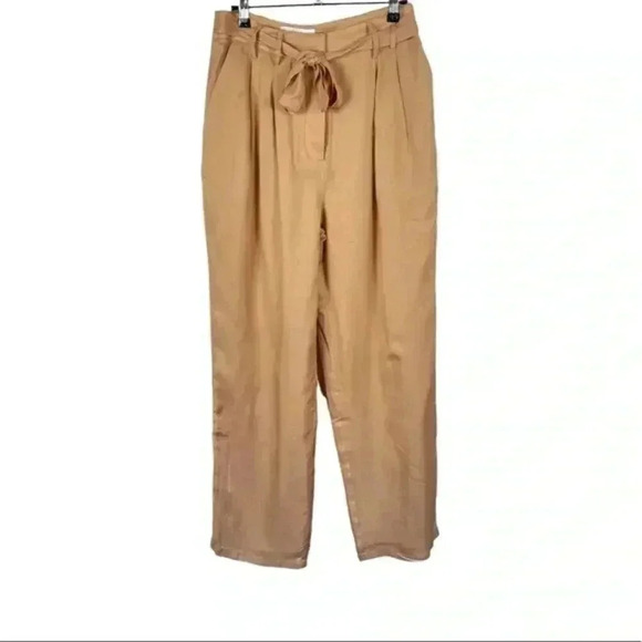 L'Academie The Danette Bronze Button Fly Belted High Rise Trouser Pants - Picture 2 of 10